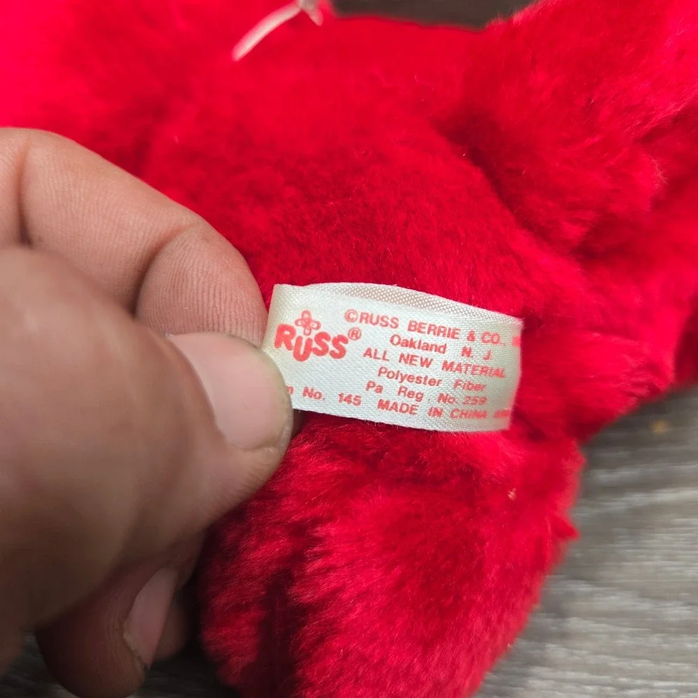 Vintage Russ Berrie Hot Stuff Red Devil Plush I Love You Heart Charm Stuffed Toy